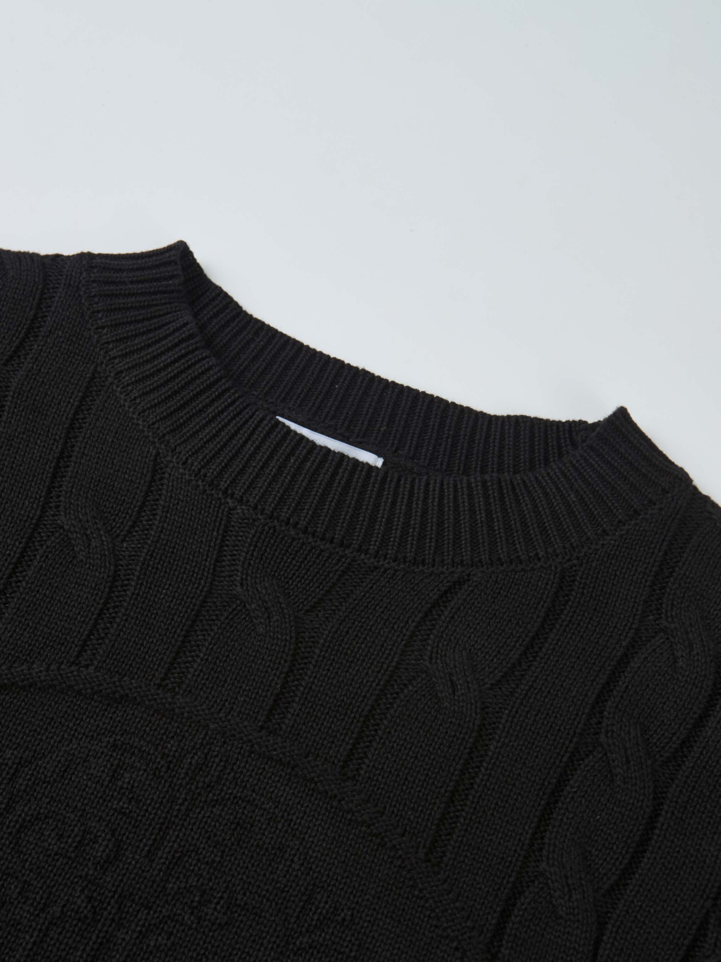 Embossed Cable Sweater - Black