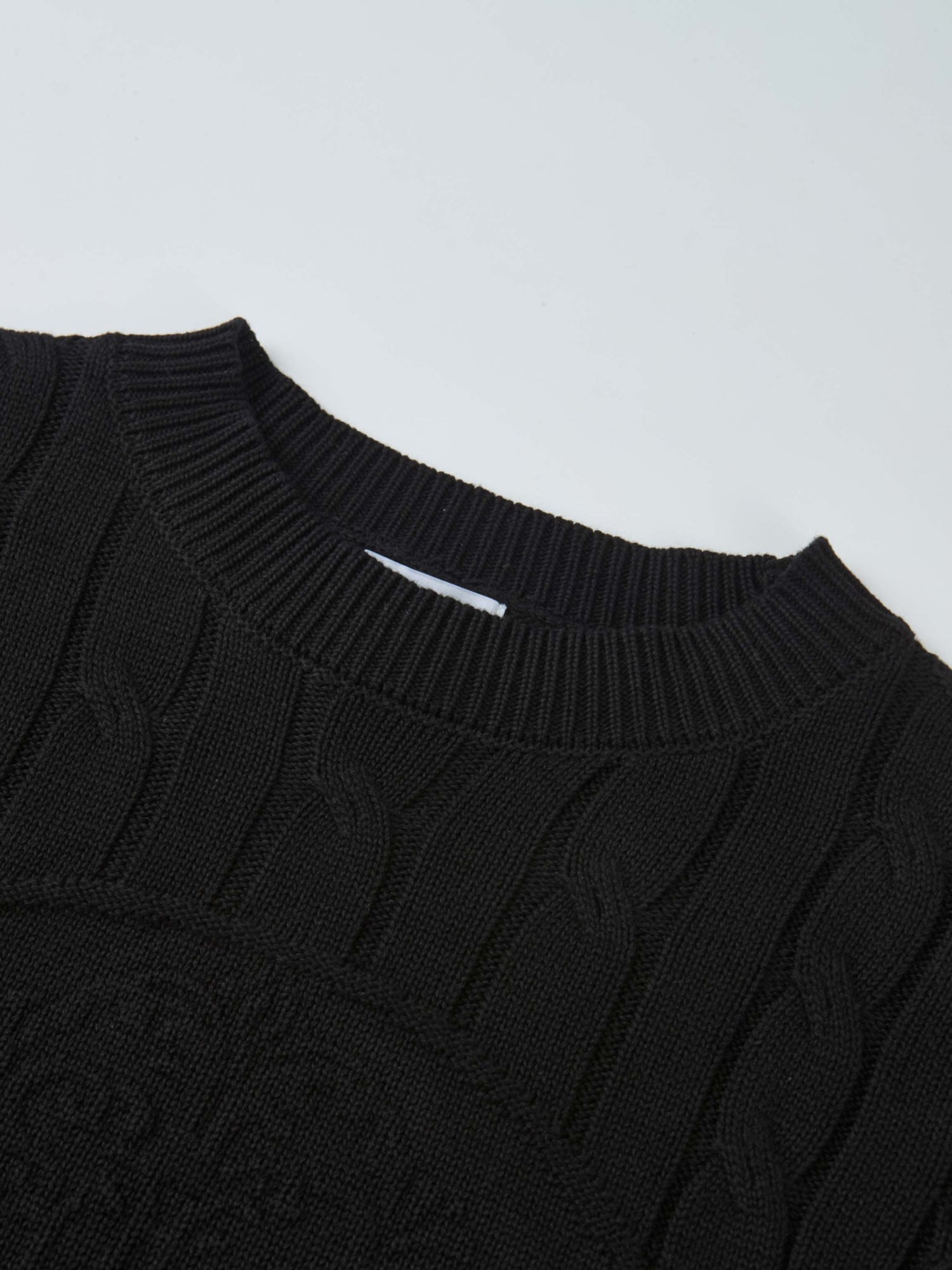 Embossed Cable Sweater - Navy