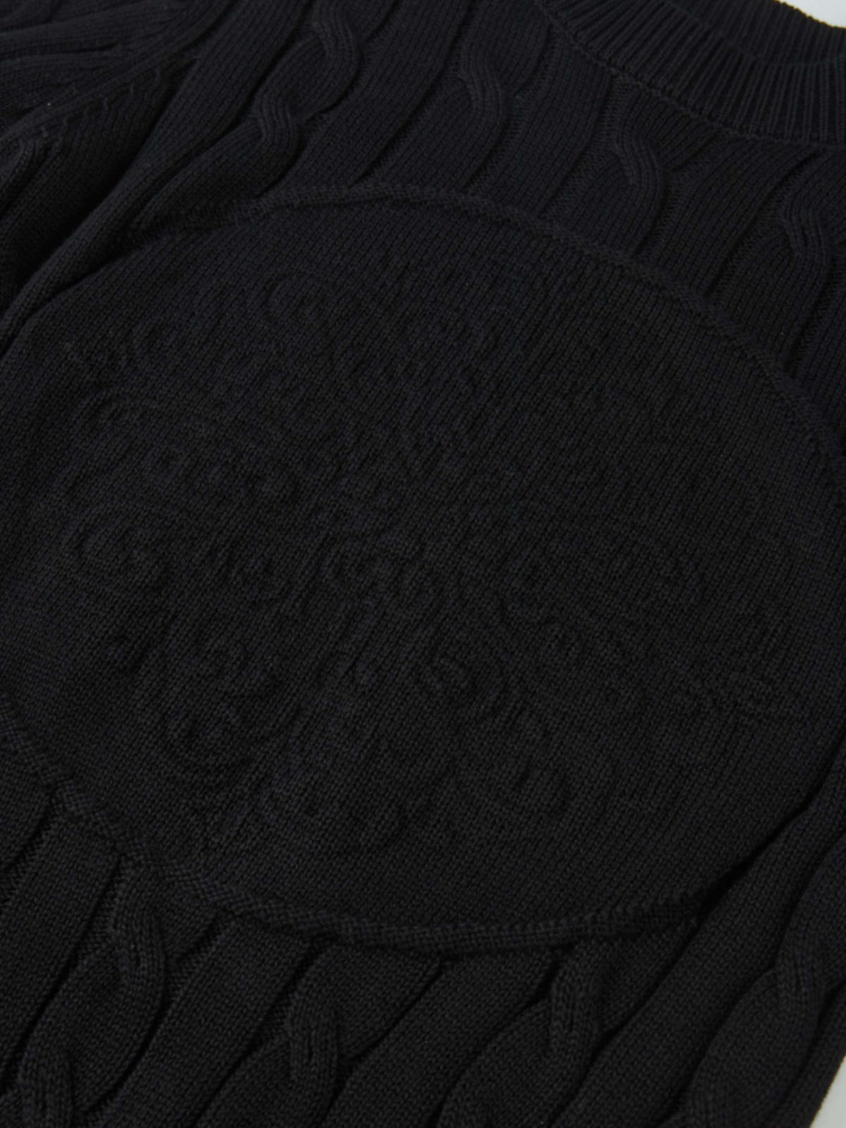 Embossed Cable Sweater - Black