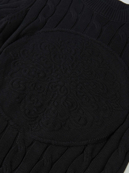 Embossed Cable Sweater - Navy