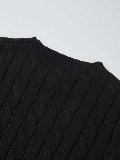 Embossed Cable Sweater - Navy