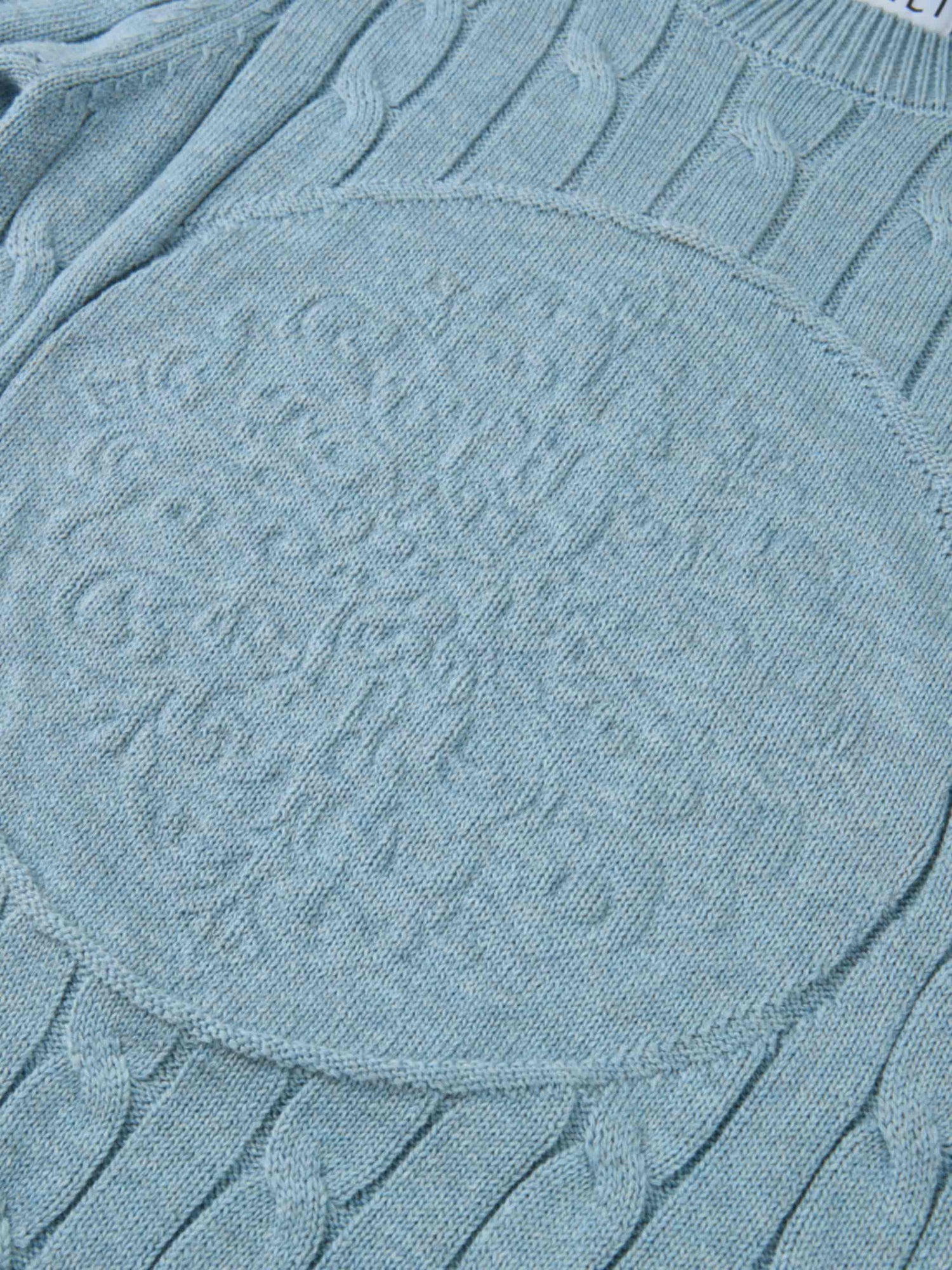 Embossed Cable Sweater - Heathered Blue