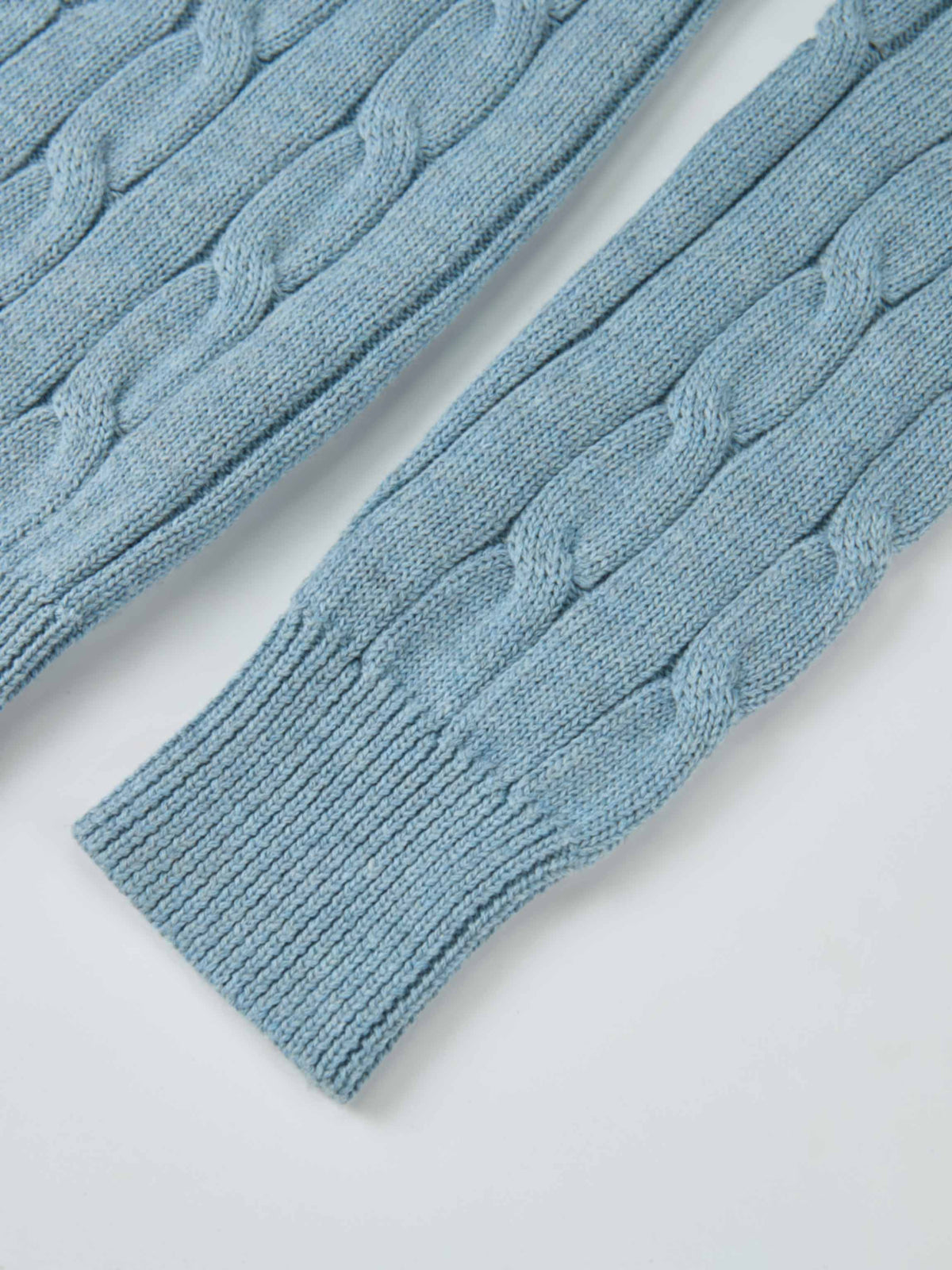 Embossed Cable Sweater - Heathered Blue