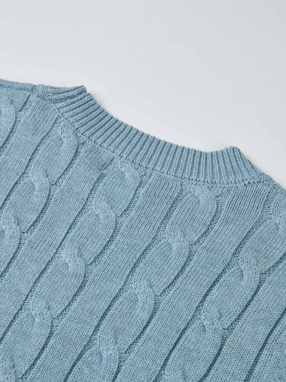 Embossed Cable Sweater - Heathered Blue