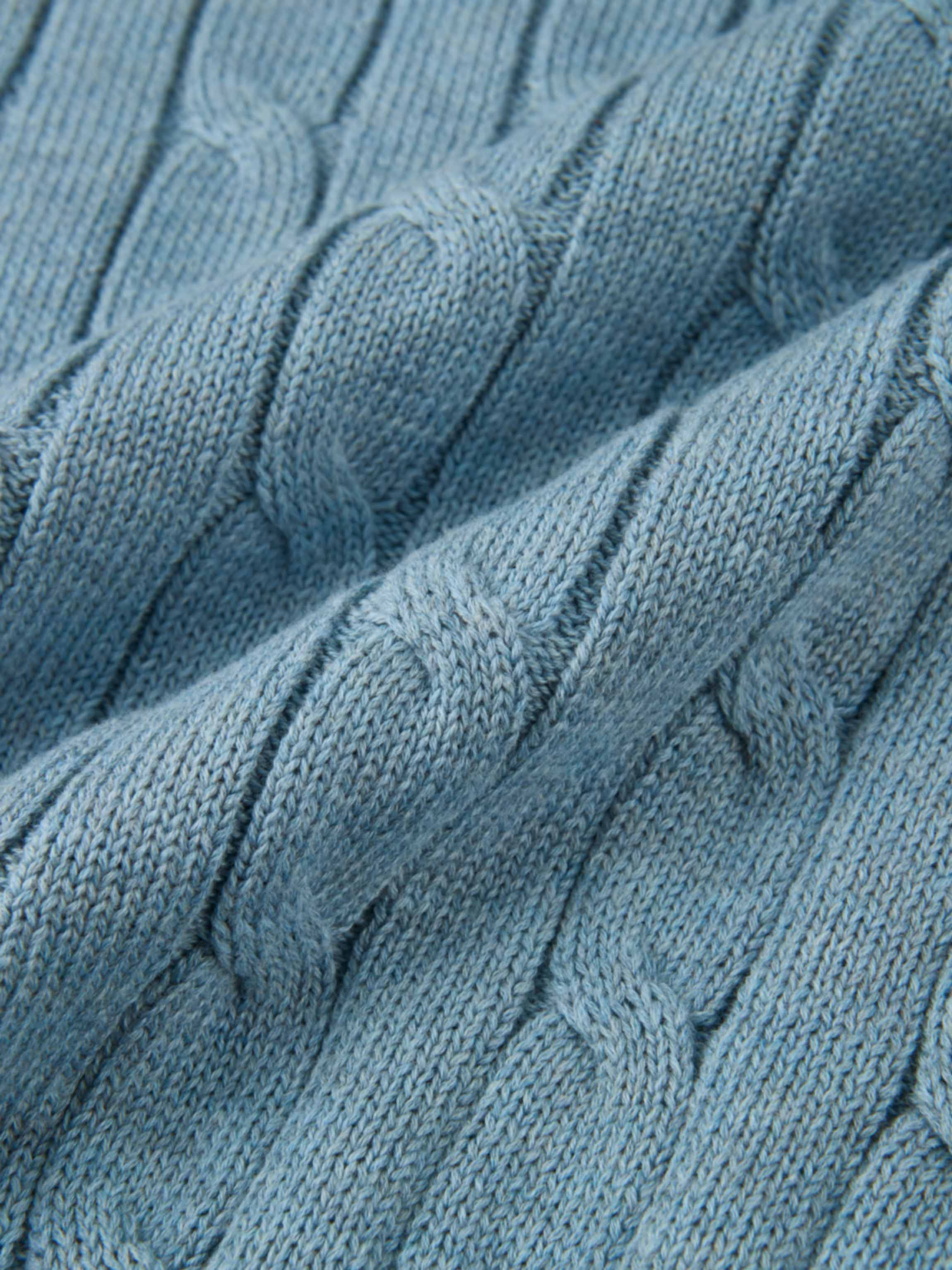 Embossed Cable Sweater - Heathered Blue