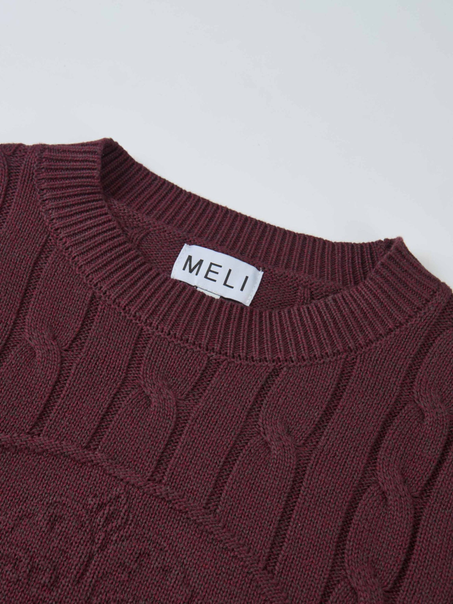 Embossed Cable Sweater - Burgundy
