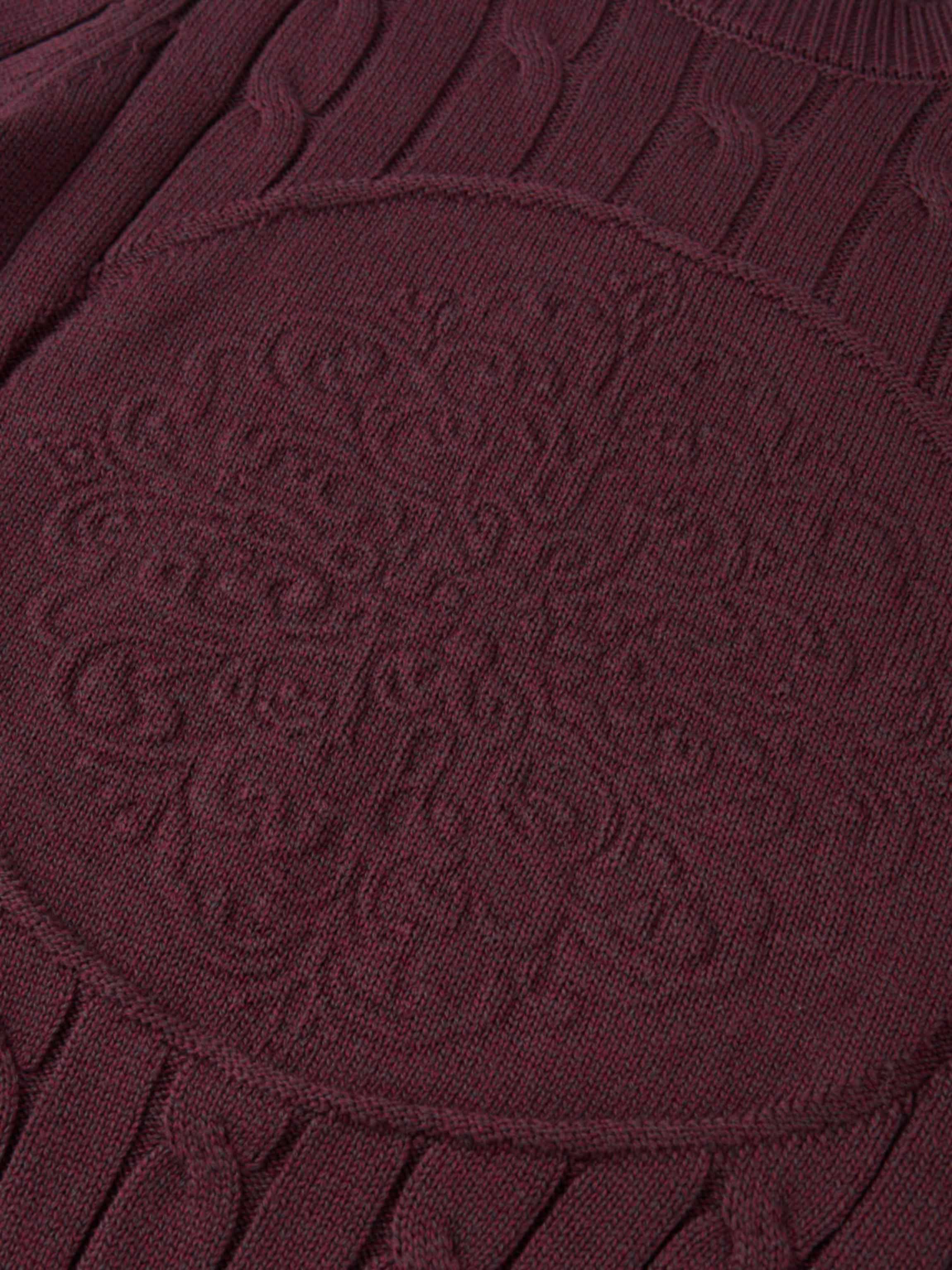 Embossed Cable Sweater - Burgundy