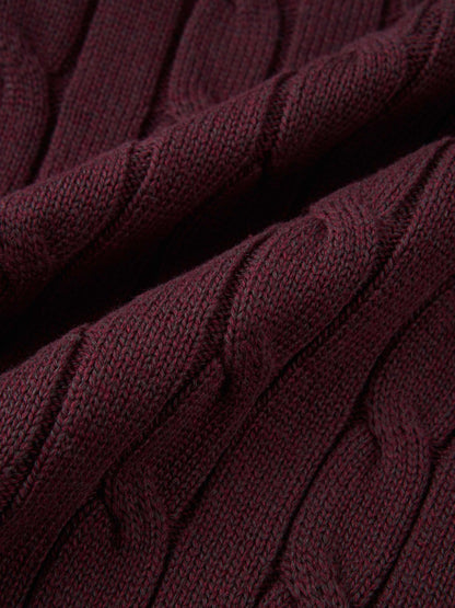 Embossed Cable Sweater - Burgundy