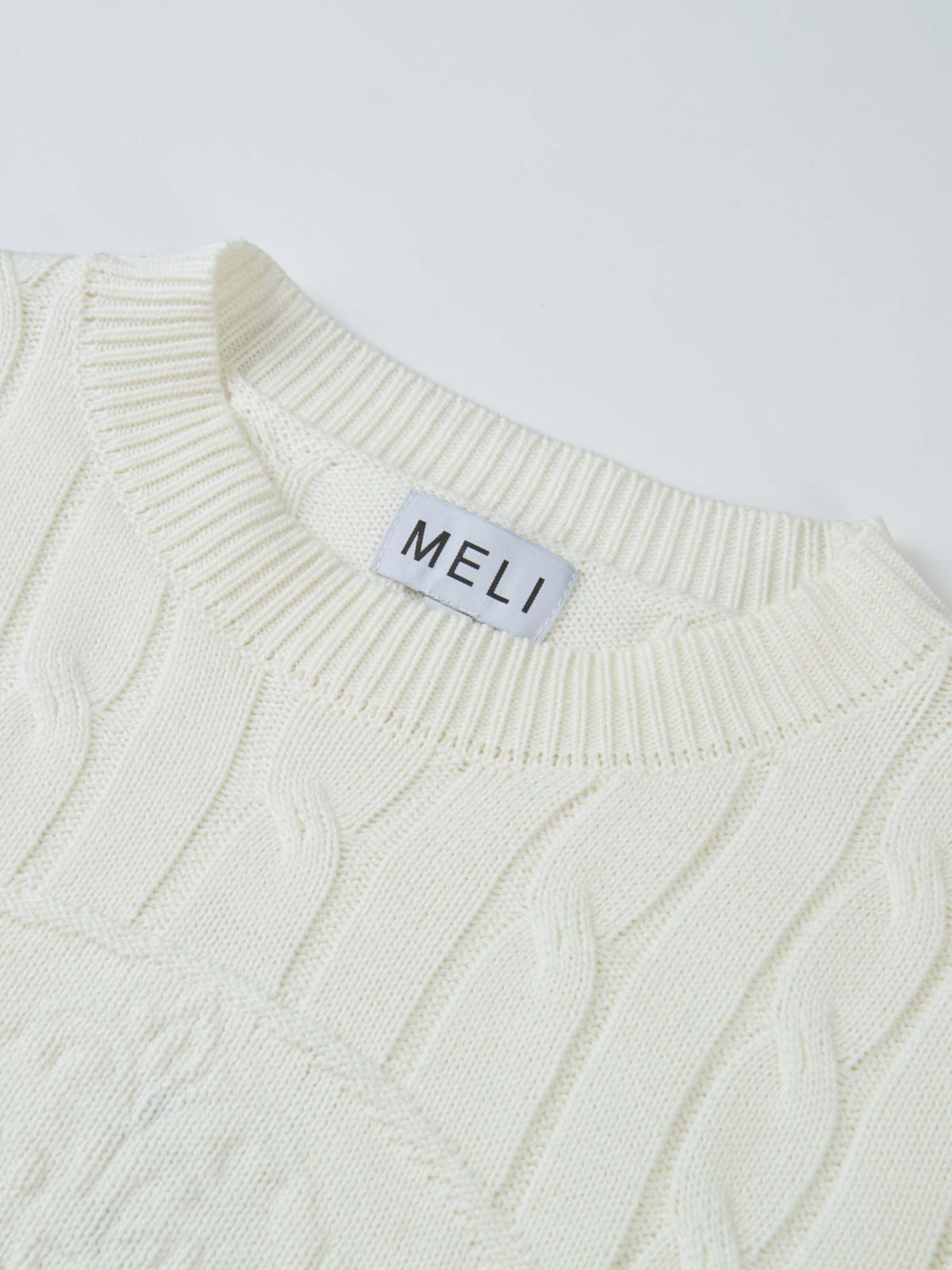 Embossed Cable Sweater - Cream
