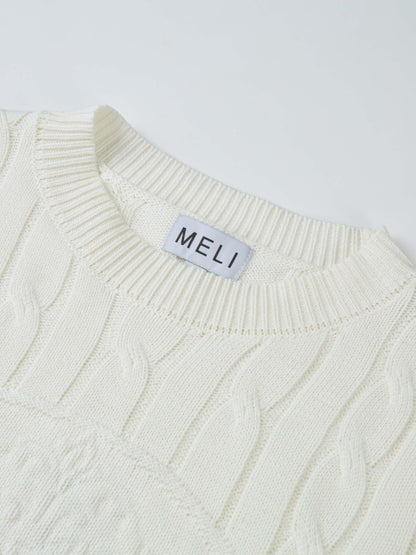 Embossed Cable Sweater - Cream