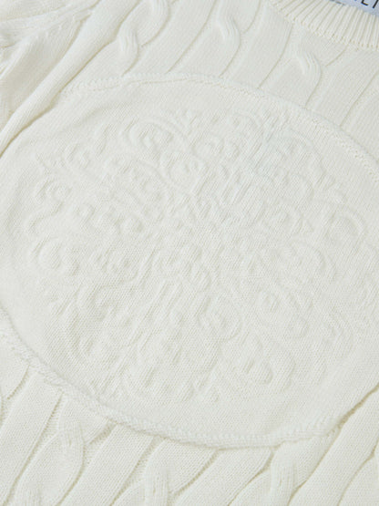 Embossed Cable Sweater - Cream