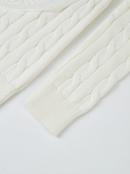Embossed Cable Sweater - Cream