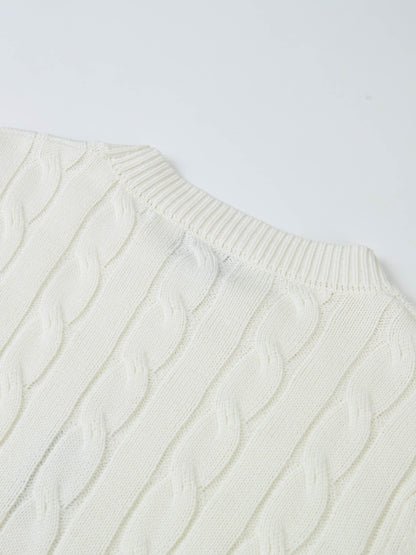 Embossed Cable Sweater - Cream