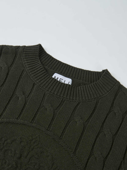 Embossed Cable Sweater - Green