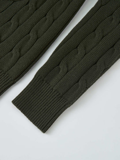 Embossed Cable Sweater - Green