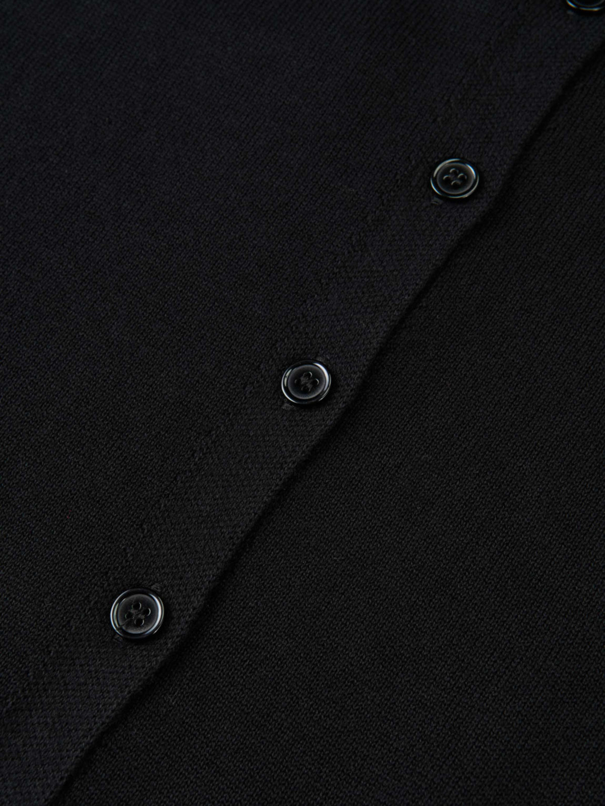 Eyelet Knit Trim Cardigan - Black