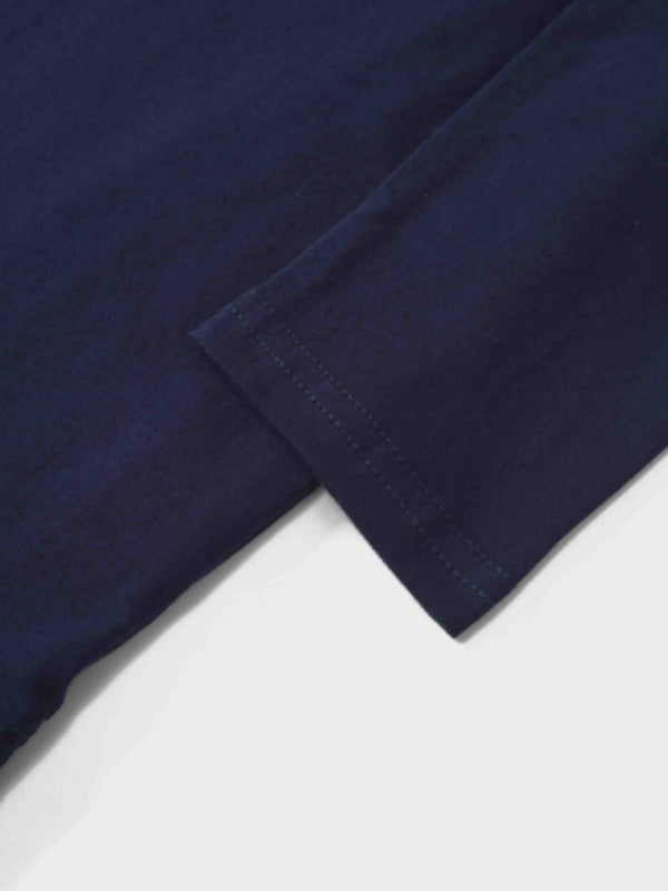 Oversized Rounded Hem T-Shirt-Navy