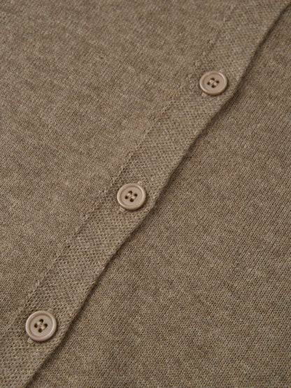 Eyelet Knit Trim Cardigan - Warm Taupe