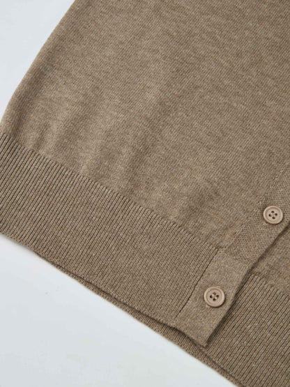 Eyelet Knit Trim Cardigan - Warm Taupe