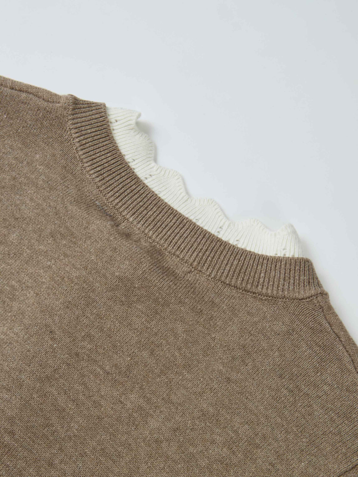 Eyelet Knit Trim Cardigan - Warm Taupe