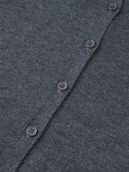 Eyelet Knit Trim Cardigan - Grey