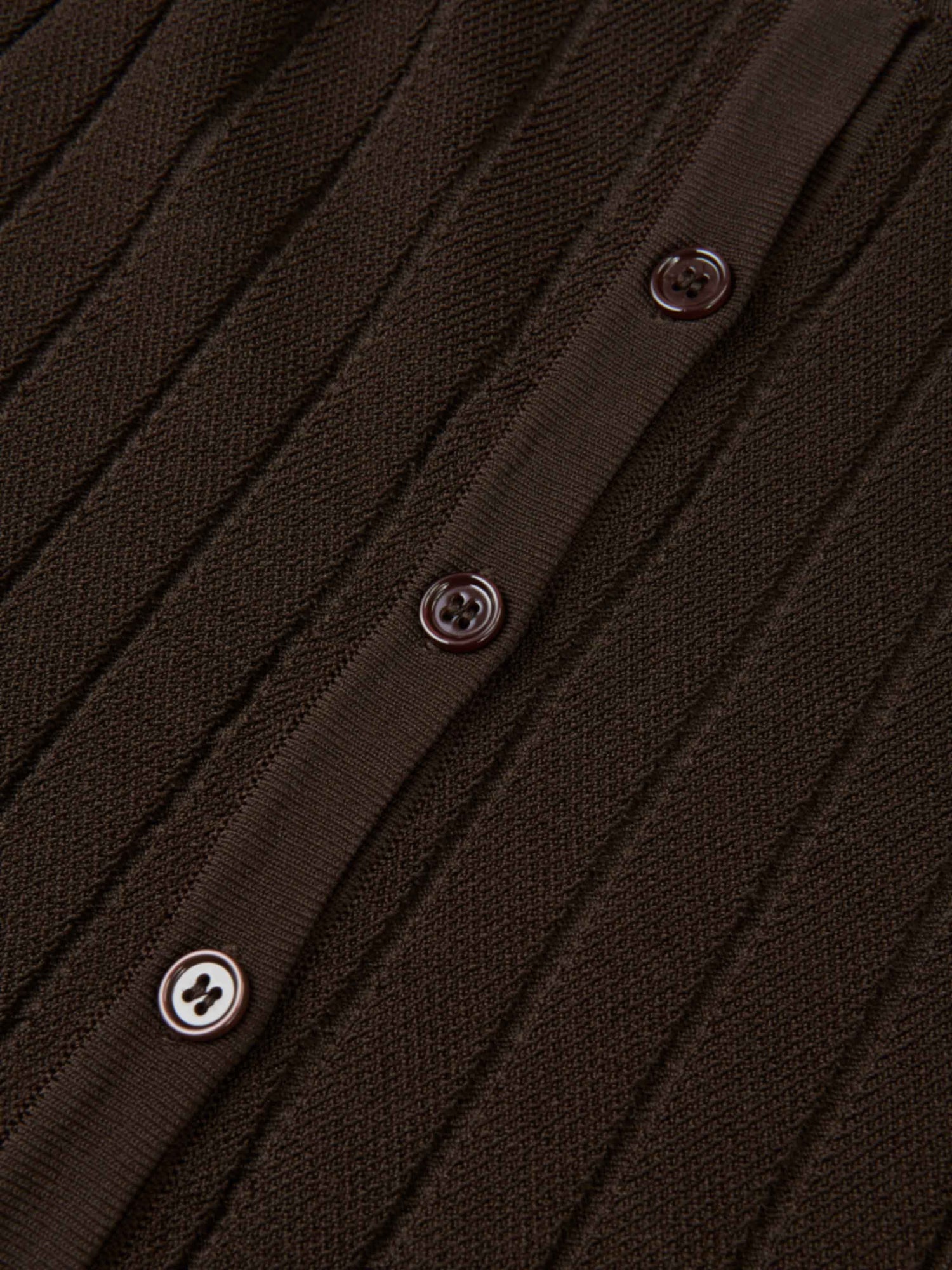 Silk Knit Ribbed Cardigan 17"- Brown