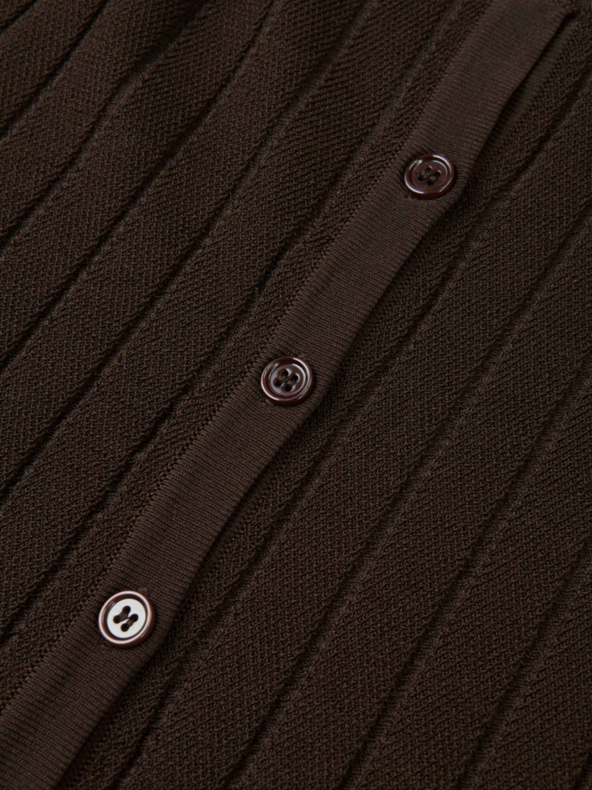 Silk Knit Ribbed Cardigan 17"- Brown