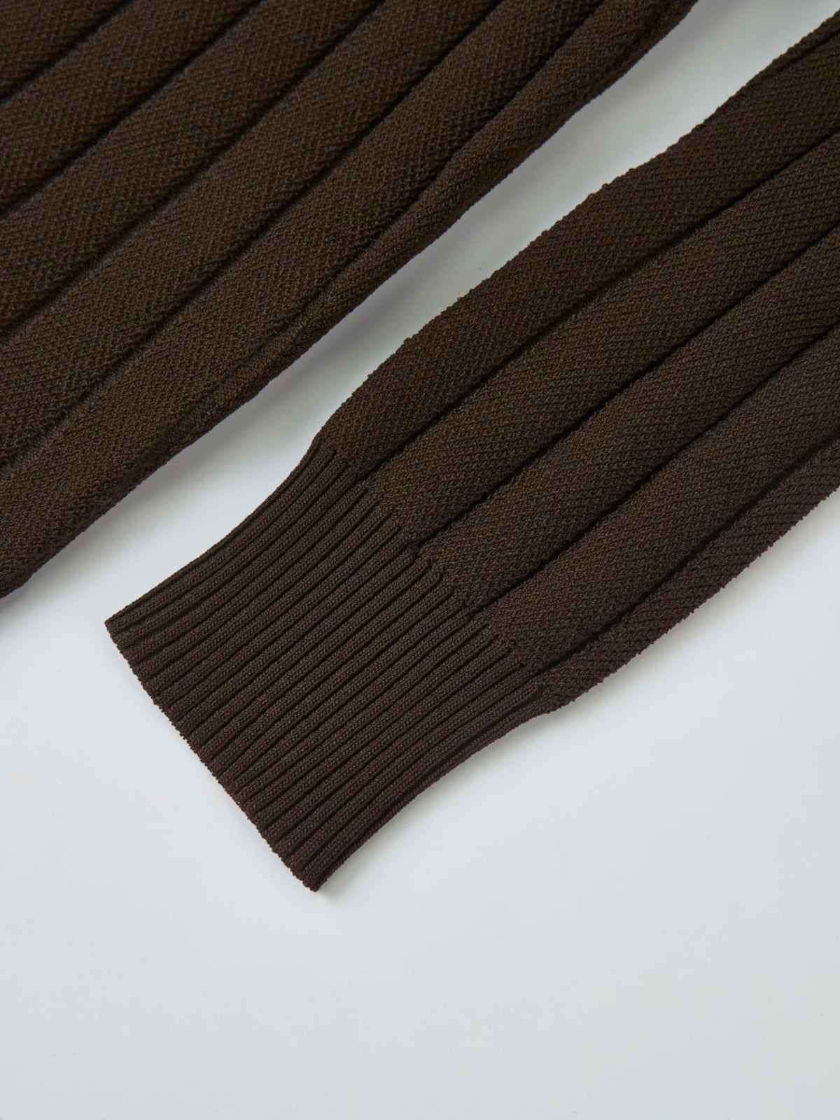 Silk Knit Ribbed Cardigan 17"- Brown