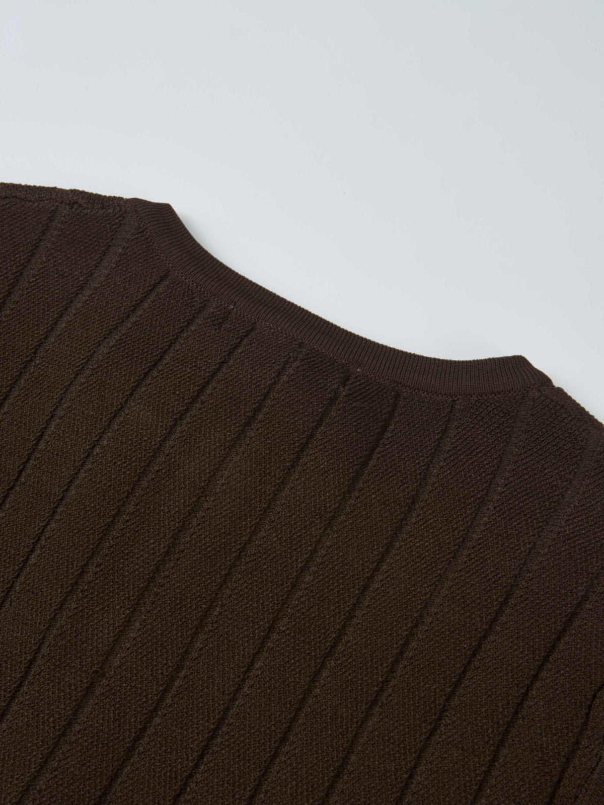Silk Knit Ribbed Cardigan 17"- Brown