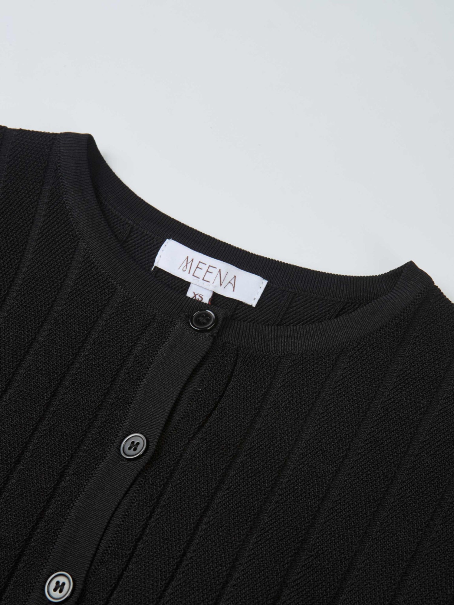 Silk Knit Ribbed Cardigan 17"- Black