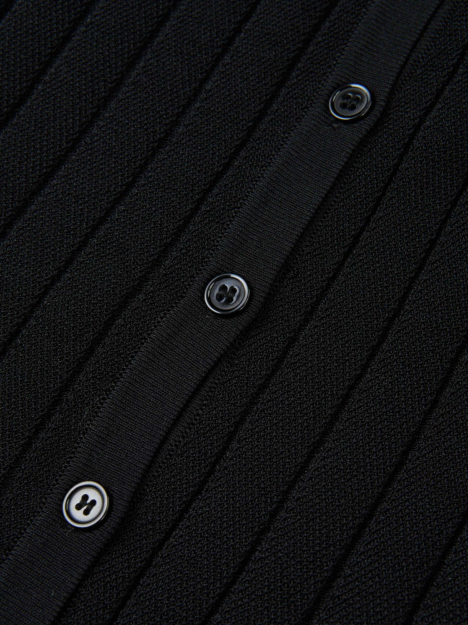 Silk Knit Ribbed Cardigan 17"- Black