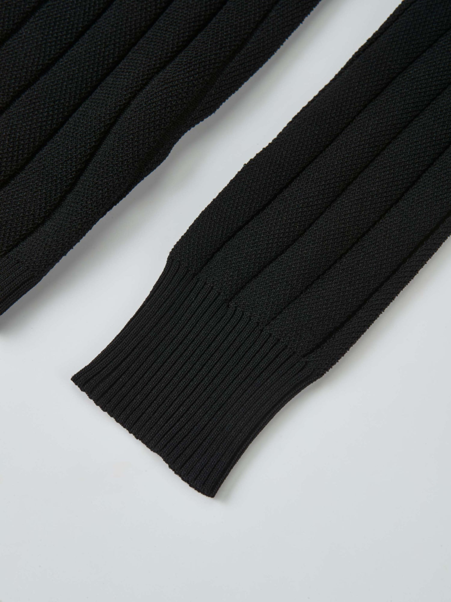 Silk Knit Ribbed Cardigan 17"- Black