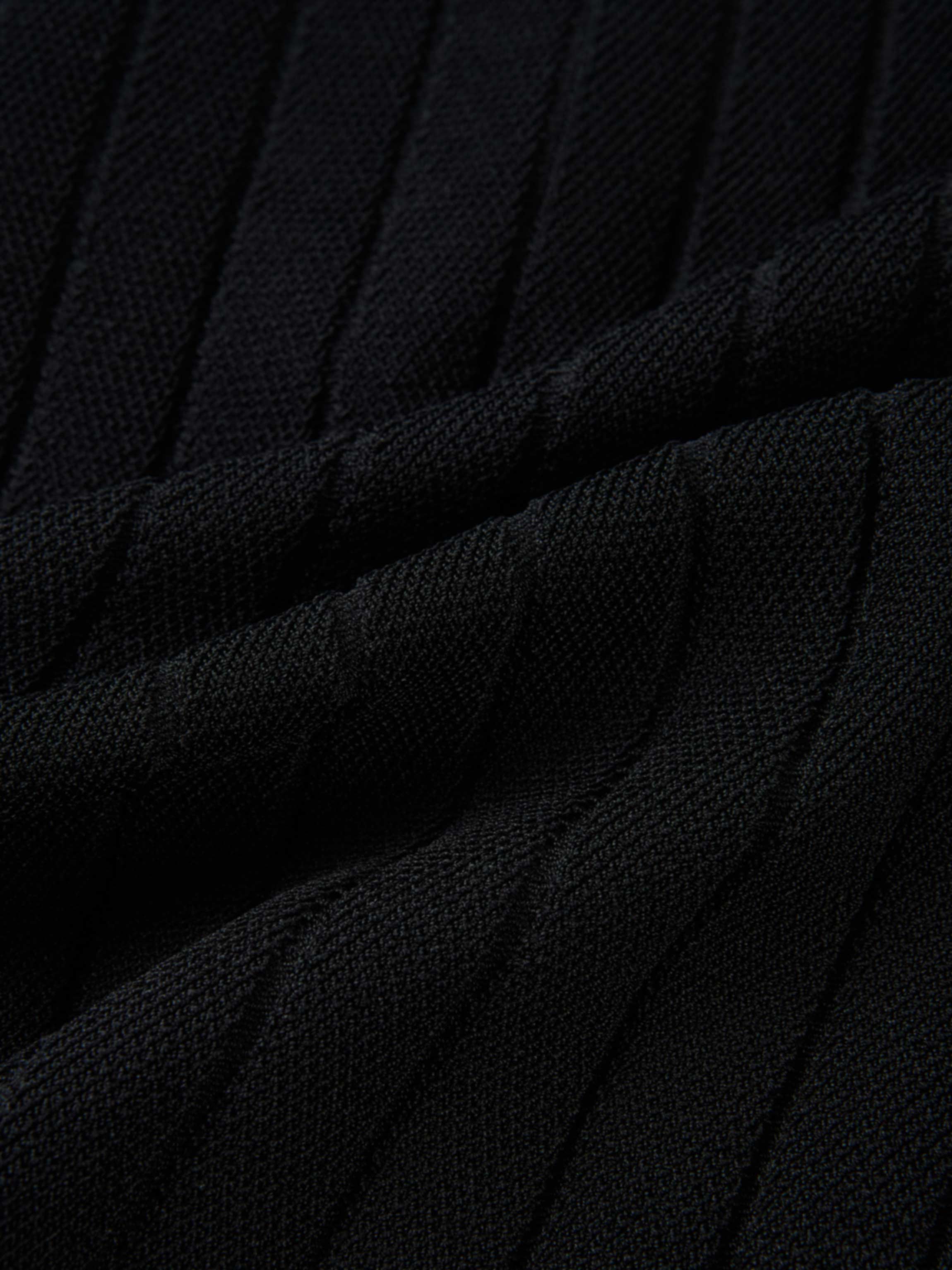 Silk Knit Ribbed Cardigan 17"- Black
