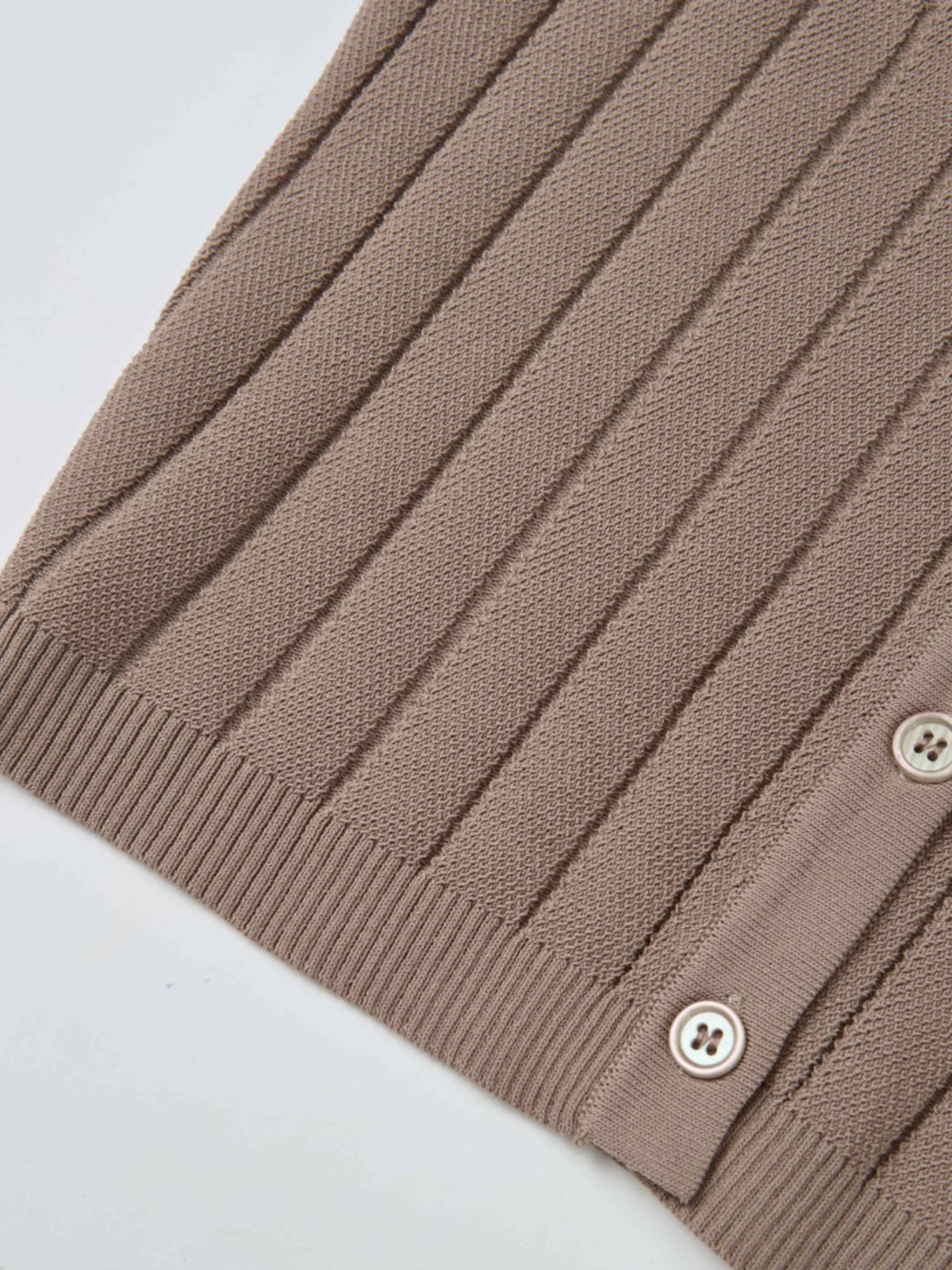 Silk Knit Ribbed Cardigan 17"- Warm Taupe