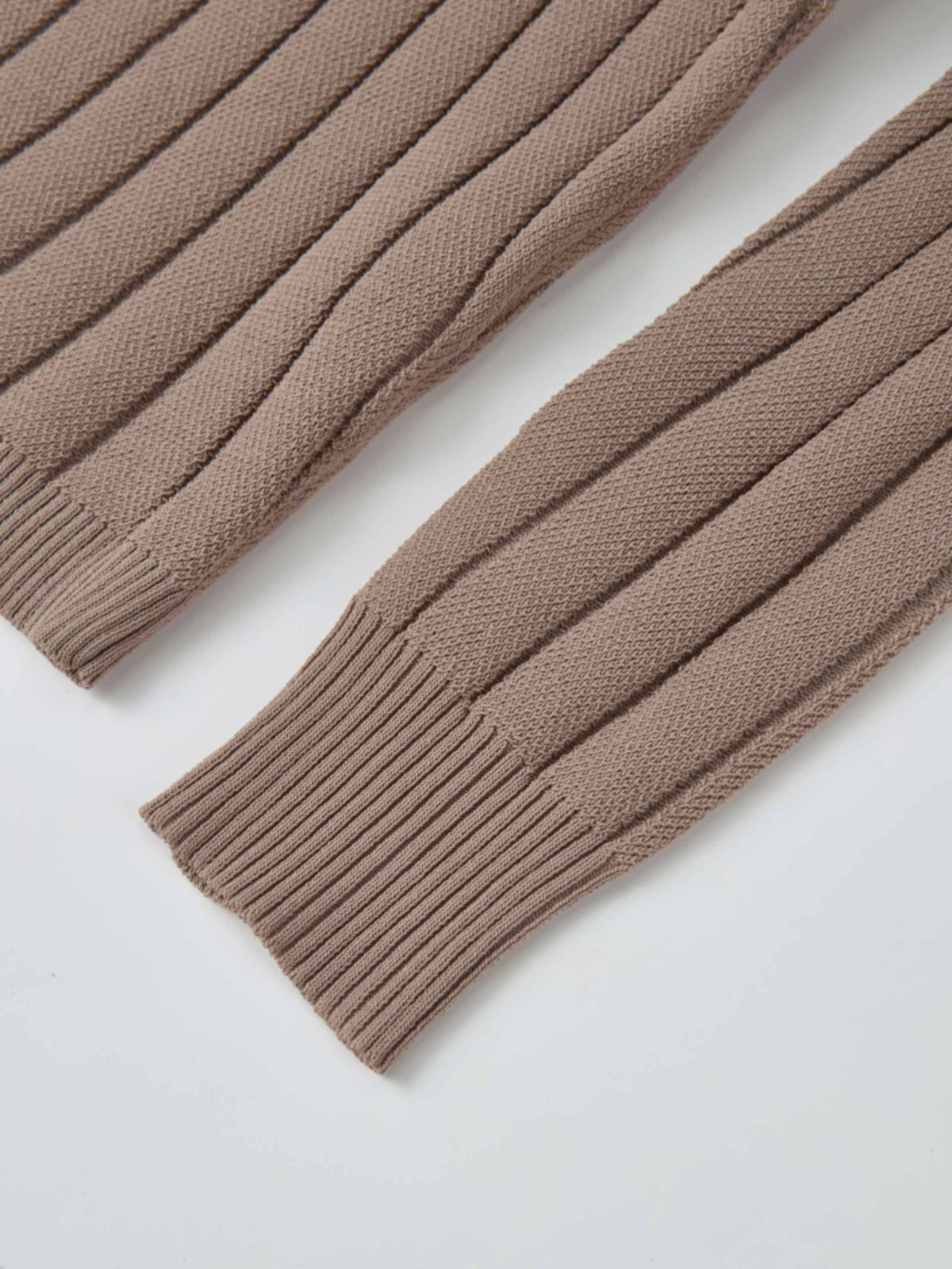 Silk Knit Ribbed Cardigan 17"- Warm Taupe