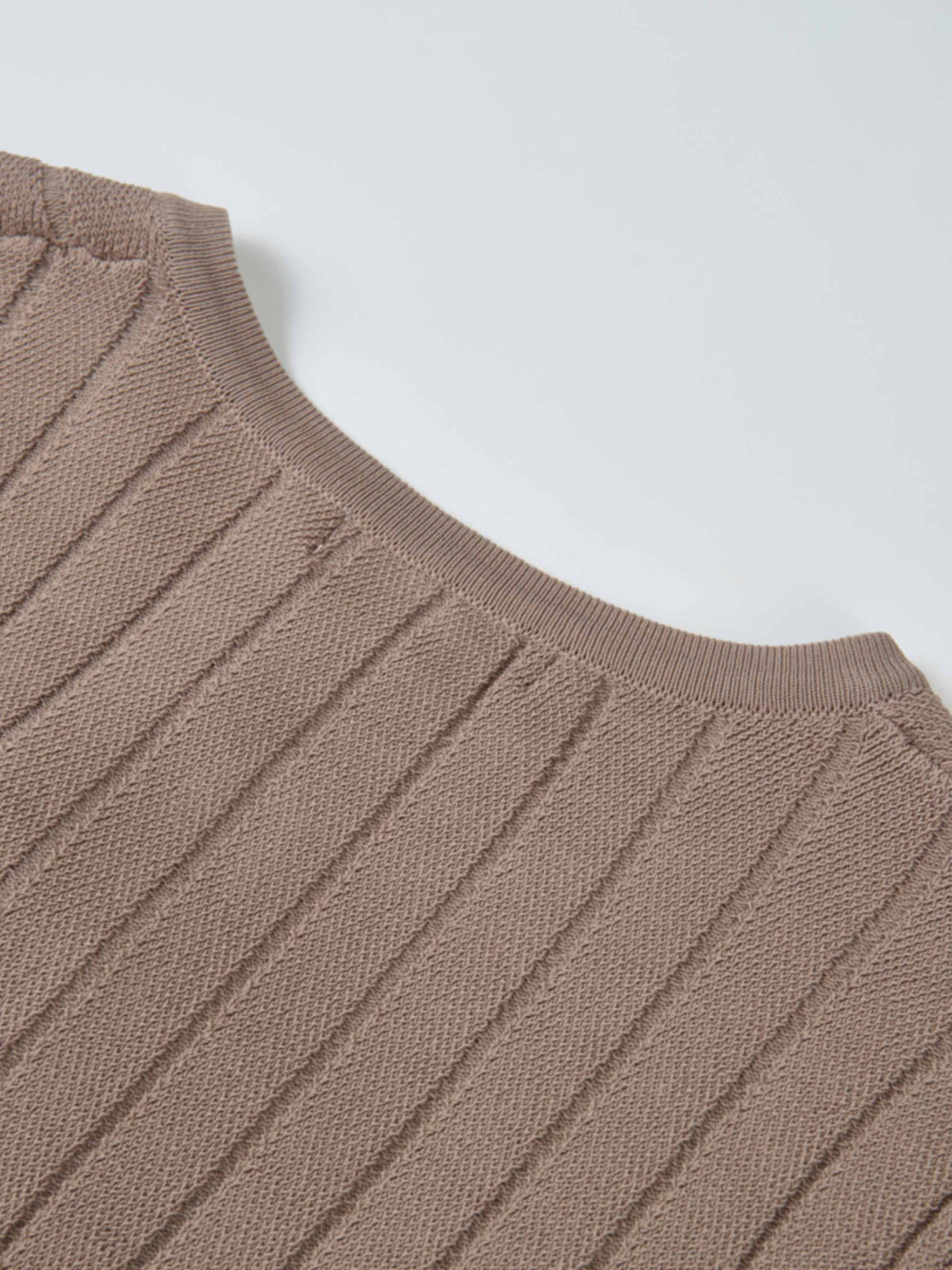 Silk Knit Ribbed Cardigan 17"- Warm Taupe