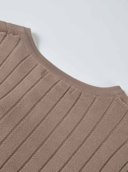 Silk Knit Ribbed Cardigan 17"- Warm Taupe