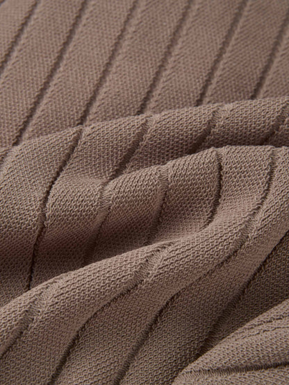 Silk Knit Ribbed Cardigan 17"- Warm Taupe