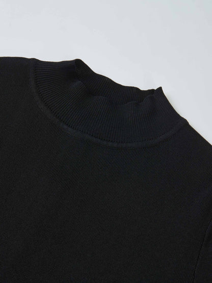 Side Buckle Knit Dress - Black