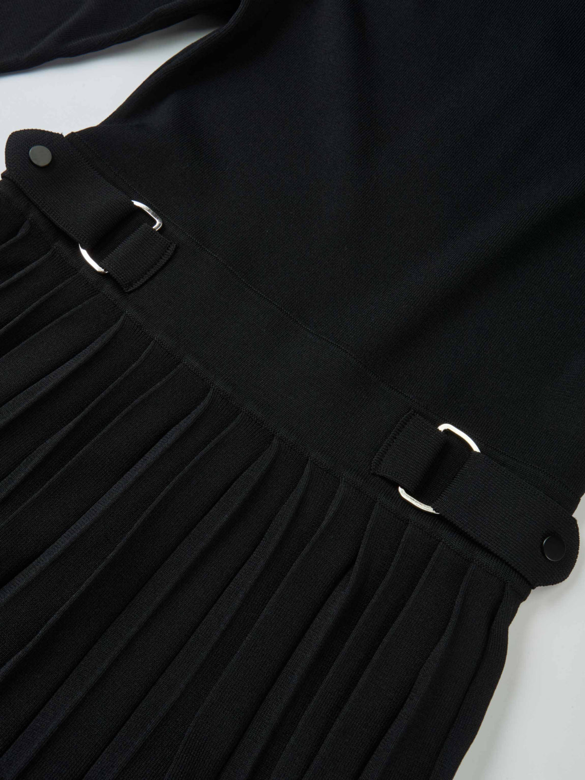 Side Buckle Knit Dress - Black