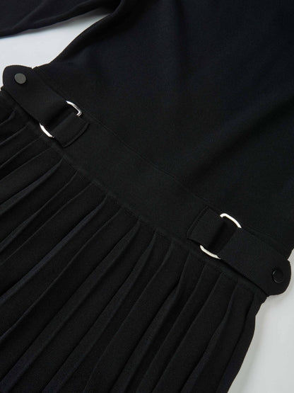 Side Buckle Knit Dress - Black