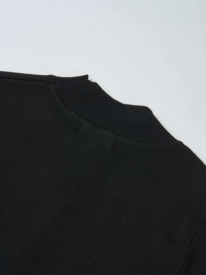 Side Buckle Knit Dress - Black