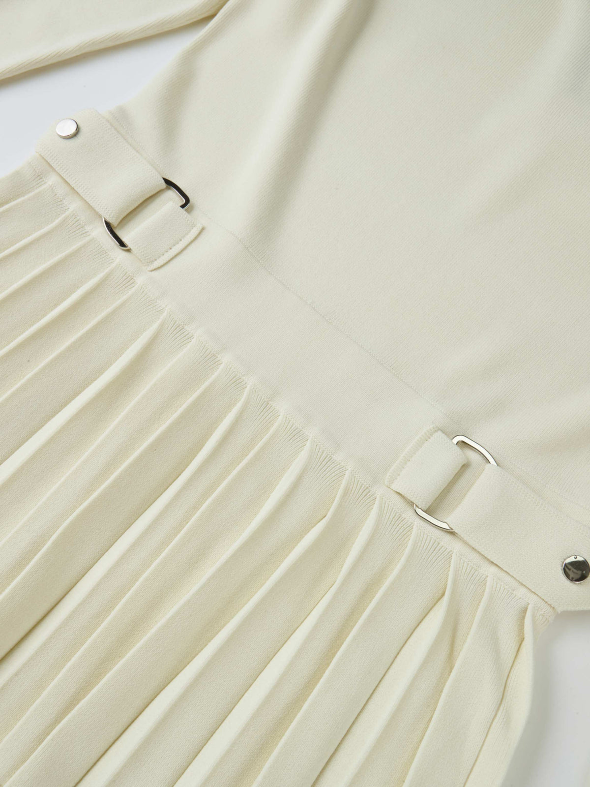 Side Buckle Knit Dress - Cream