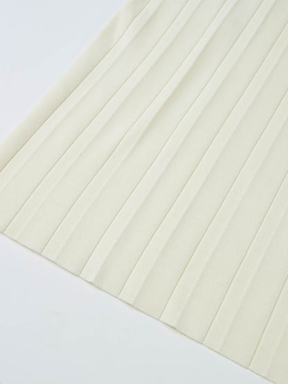 Side Buckle Knit Dress - Cream