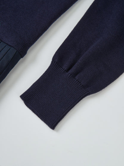 Knit Polo Top Pleat Dress - Solid Navy