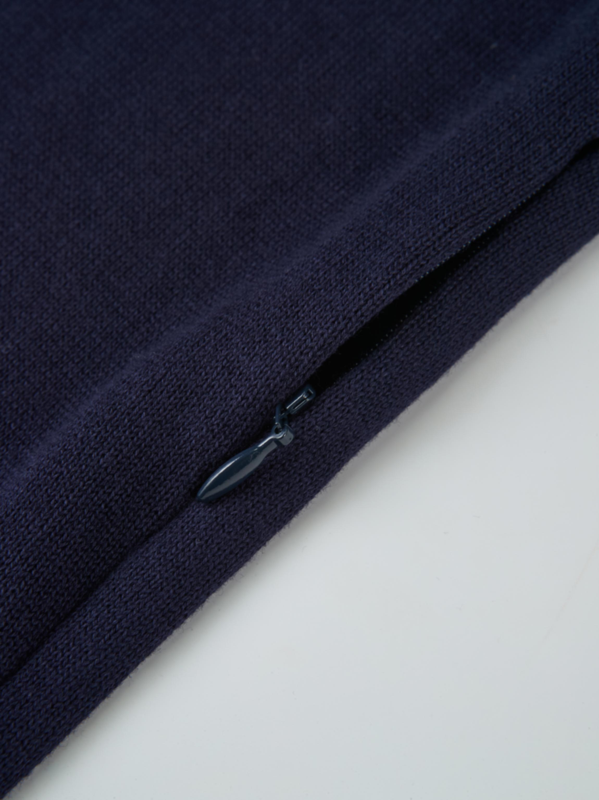 Knit Polo Top Pleat Dress - Solid Navy
