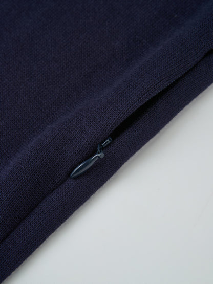 Knit Polo Top Pleat Dress - Solid Navy