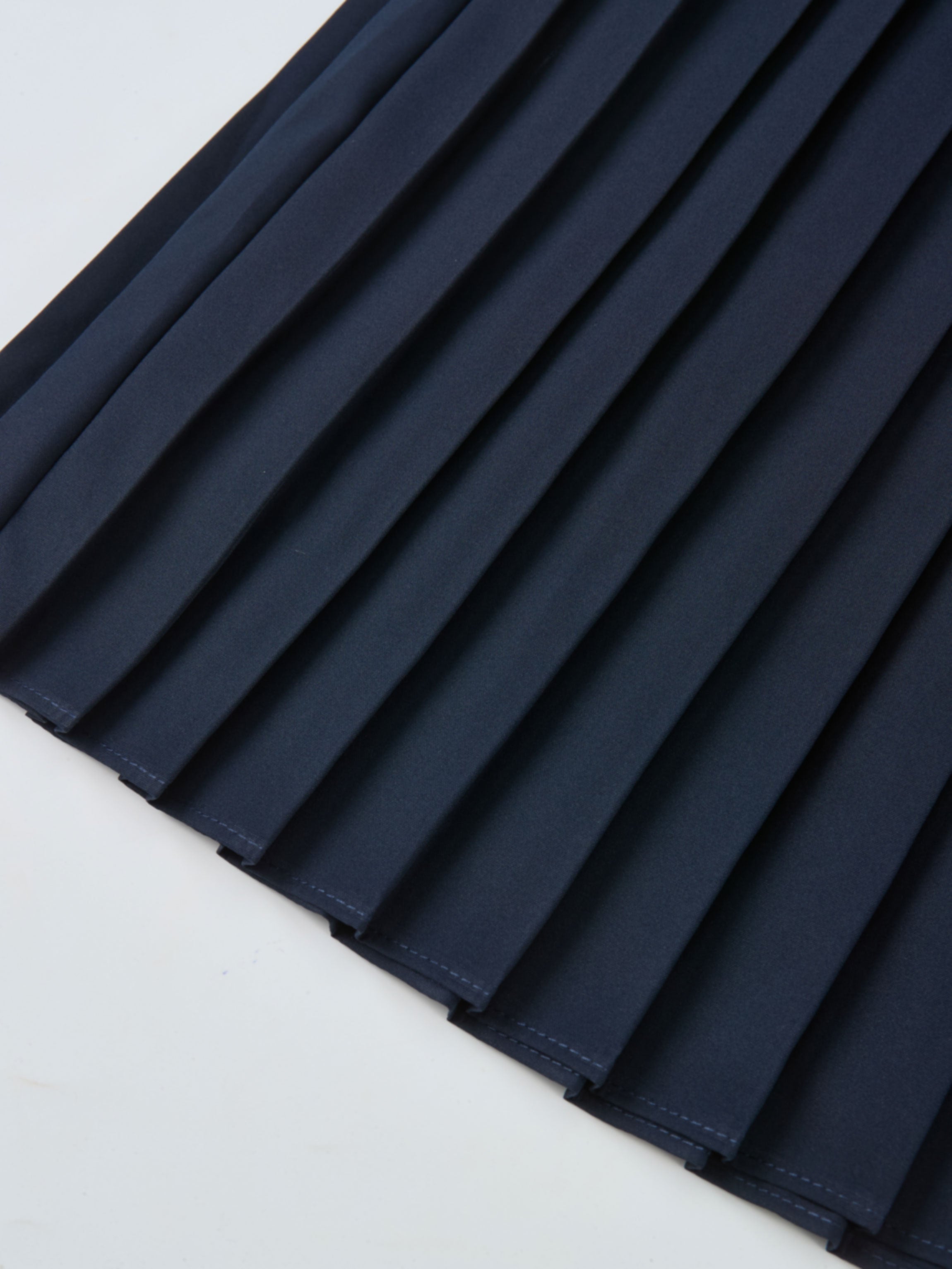 Knit Polo Top Pleat Dress - Solid Navy