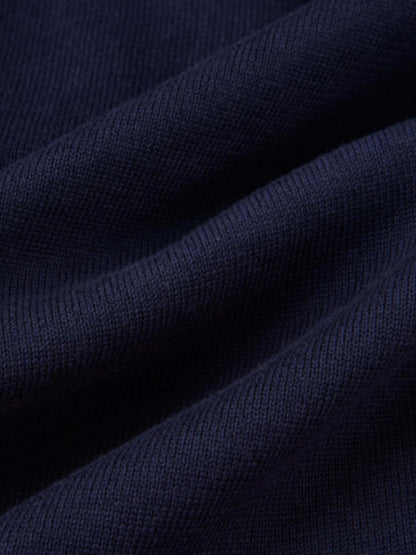 Knit Polo Top Pleat Dress - Solid Navy
