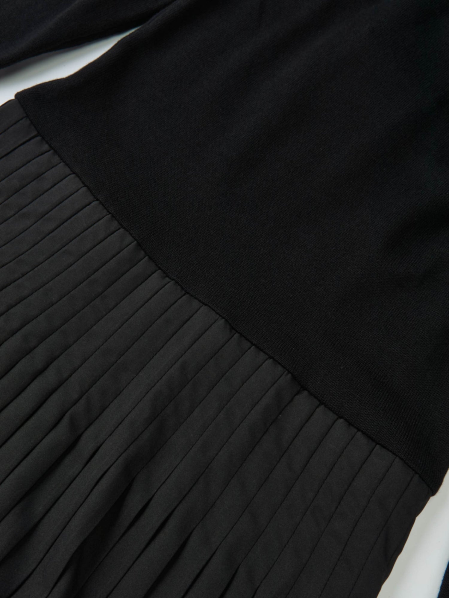 Knit Polo Top Pleat Dress - Solid Black